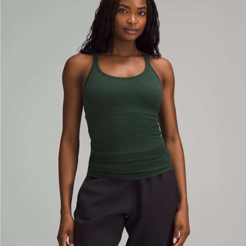 LULULEMON EBB TO STREET TANK IN DARK FOREST GREEN
